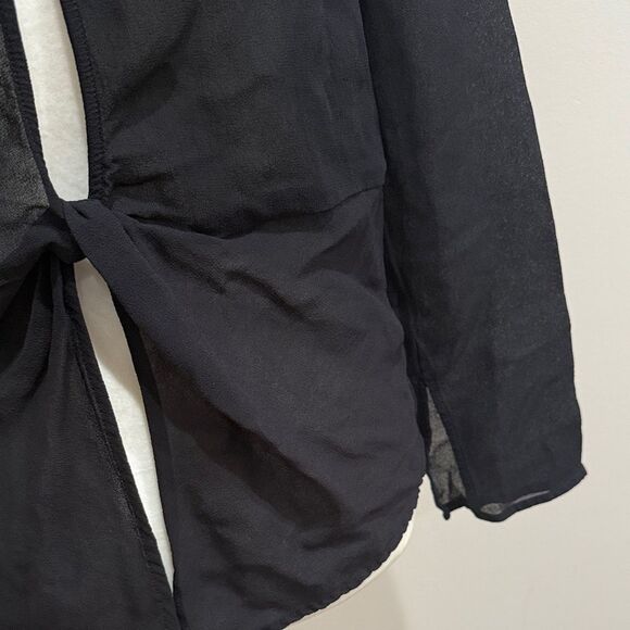 Zara Basic Sheer Black Long Sleeve Top with Back Cutout Size XS - Picture 3 of 3